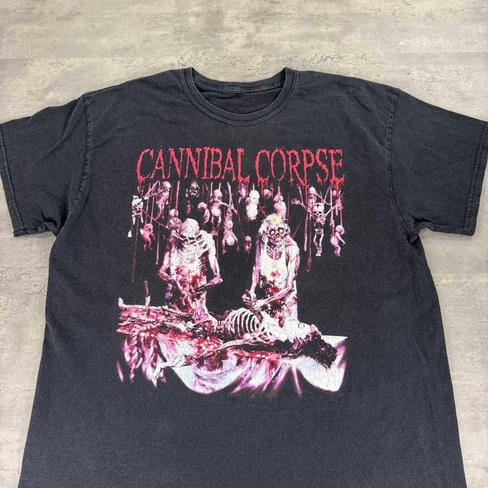 Cannibal Corpse Butchered‎ at Birth T-Shirt Men Large Black Death Metal Band Tee